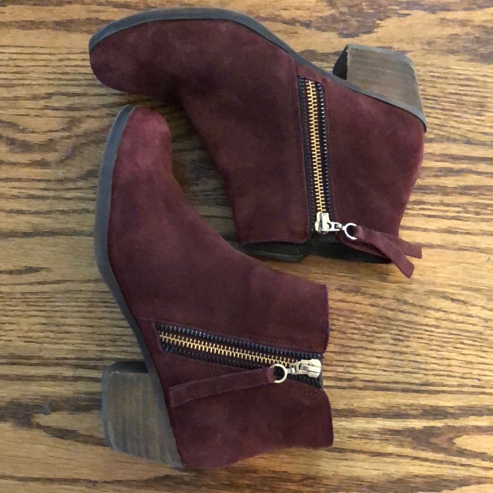 ALDO Suede Booties-Burgundy Size 6